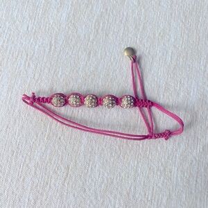 Jcrew pull tight or loose pink string with silver balls dainty bracelet